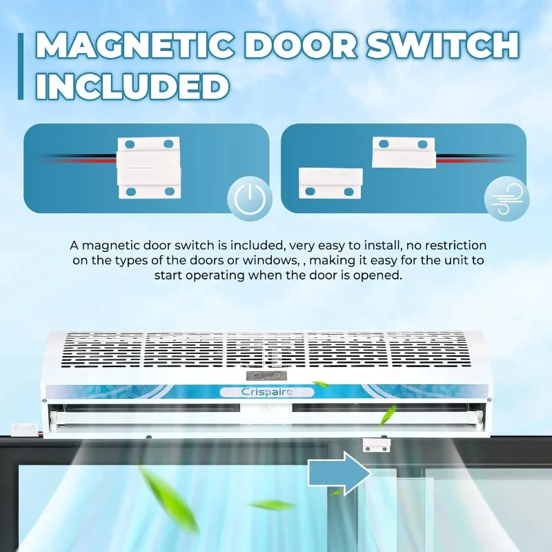 Joli de porte magnétique pour rideau d'air, non refroidi, comprend 2 vitesses, 2559FPM, 1527CFM, 36 en effet