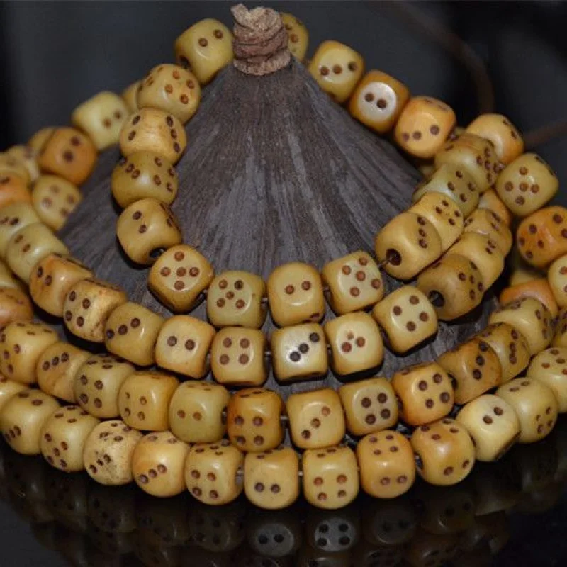 Ox Bone Color Dice Handheld Jewelry Men Women, 108 Beads, Fashionable and Versatile