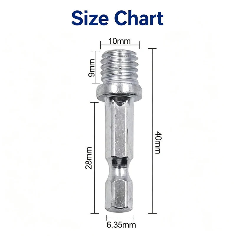 1/4 Inch Hex Shank M10 Thread Adapter Connecting Rod Electric Drill Conversion Rod For Polishing Disc Buffing Pad Tool Accessory