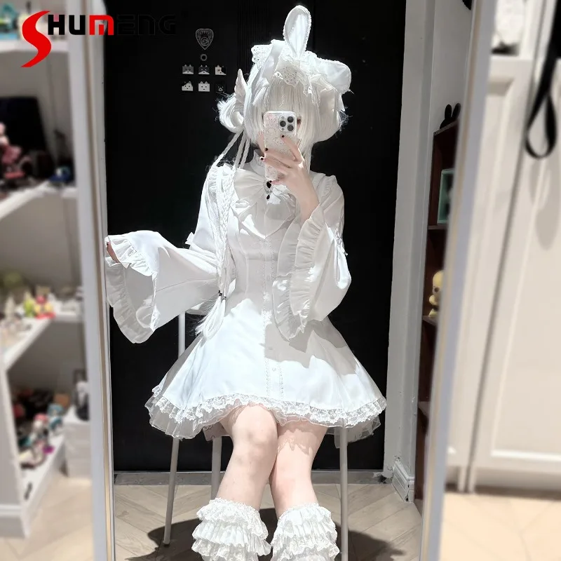 

Harajuku Japanese Rojita Lace Flare Long Sleeves Dress And Shorts Sets Women's Gothic Style Mass Produced Fashion Clothes Outfit