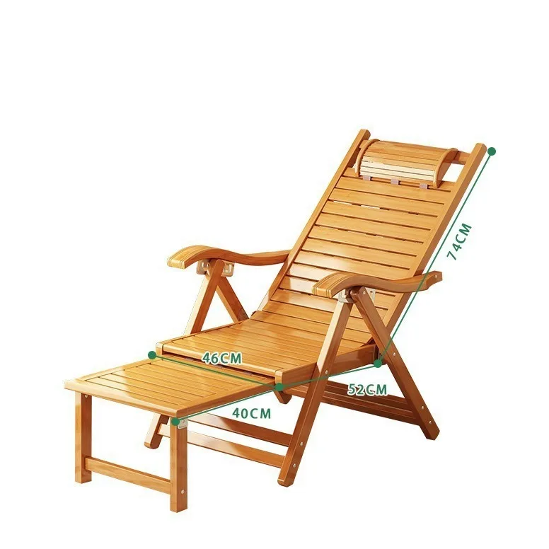 Bamboo reclining chair lunch break chair folding household summer adjustable retractable reclining chair the elderly sleep foldi