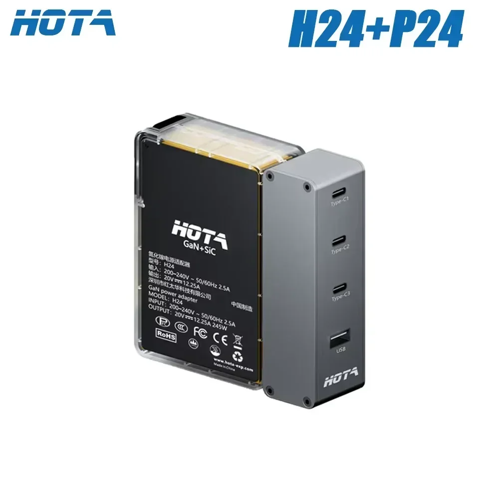 HOTA H24 245W GaN AC-adapter, P24 PD 248W USB-C-oplader met 3-6S XT60-ingang voor Lipo-batterij - afbeelding 2