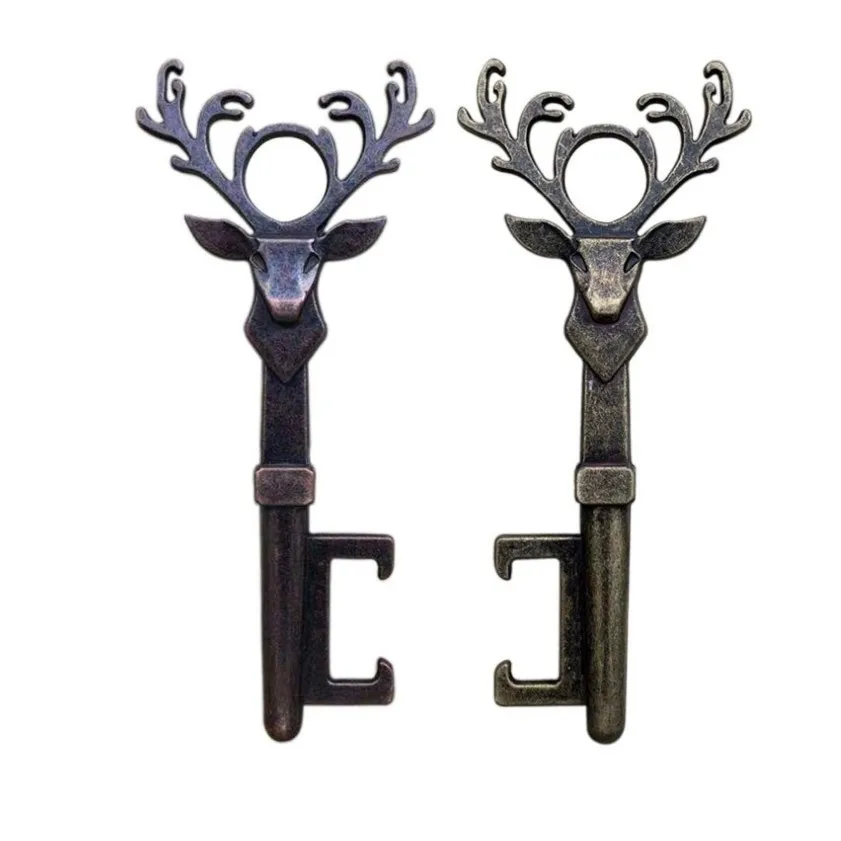 

Christmas Deer Head Beer Bottle Opener Keychain Zinc Alloy Vintage Key Ring Pendant Bottle Opener for Festival Bar Tools ni659