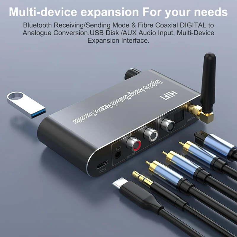 Bluetooth 5.1 передатчик-приемник цифро-аналоговый аудиоконвертер ЦАП беспроводной адаптер из алюминиевого сплава для телевизора, игр