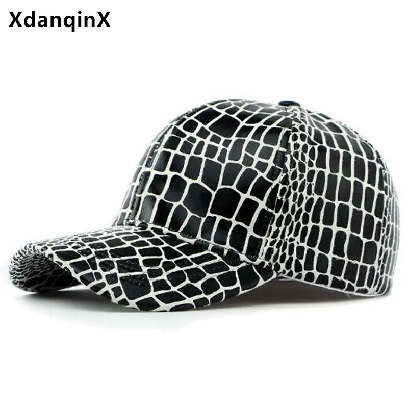 

New Autumn Hardtop Baseball Caps For Men Faux Leather Crocodile Patterned Hip-hop Hat Male Bone Golf Cap Party Hats Women's Hat