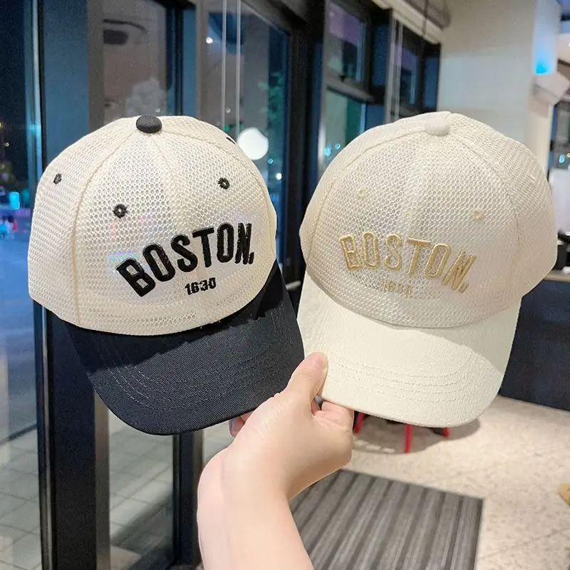 

Kids Mesh Baseball Cap Summer Sun Hats Letter Embroidery Children Peaked Hat Fashion Patchwork Baby Duck Tongue Caps 1-6Year