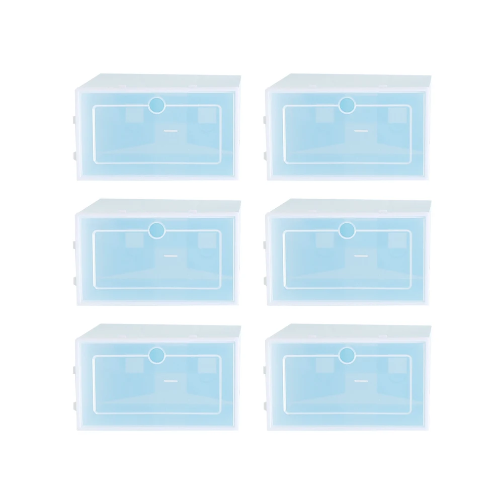 

6Pcs Clear Stackable Shoe Boxes Heavy Duty Shoes Storage Bin with Transparent Door for Easy Access and Visibility