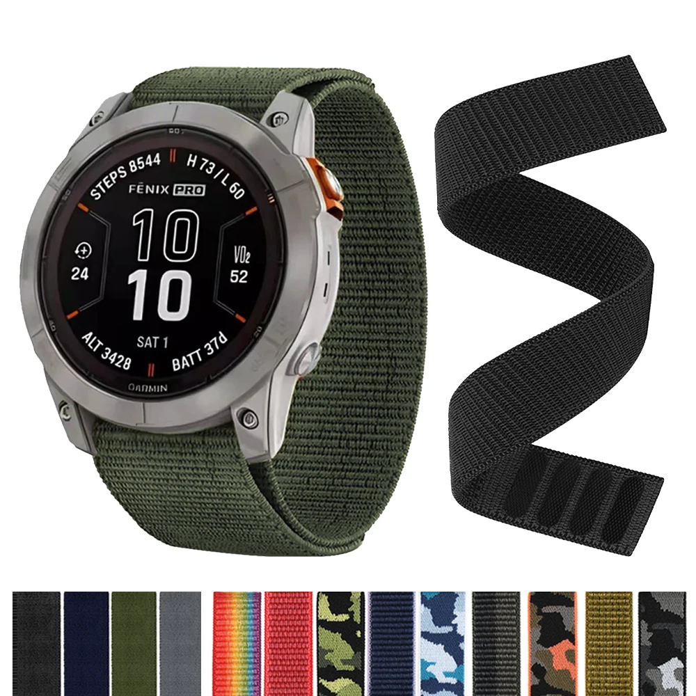 22/26mm QuickFit Nylon Loop Strap For Garmin Tactix 8 7 AMOLED Delta Bravo Band For Garmin Fenix 8pro E 7X 6 5 3 Woven Watchband