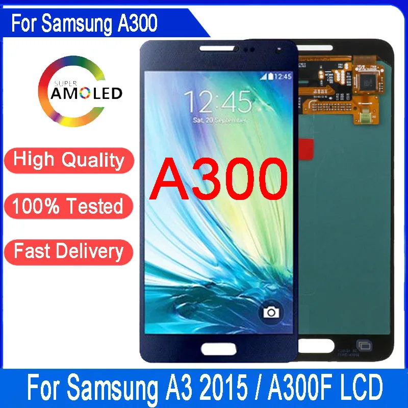 Tela Super AMOLED para SAMSUNG 4.5'' A3 2015 A300 A3000 A300F A300M A300H Display LCD Touch Screen Digitalizador Completo
