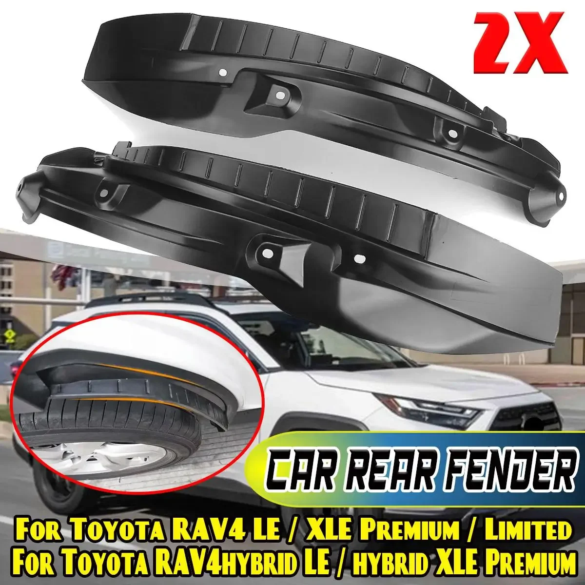 2pcs Fender Car Mudguard Refit Rear Tire Fender Decoration For Toyota For RAV4 RAV-4 LE SLE Limited 2019 2020 2021 Mudguard Trim