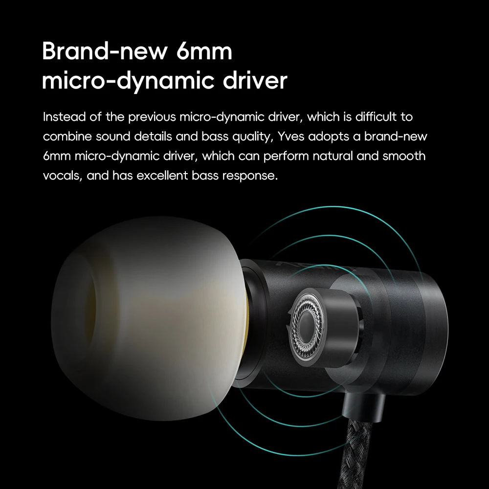 HiBy Yves 6mm Micro-dynamic Ti-plated HiFi Earphones High-magnetic Driver Low Resonance Chamber Noise-isolation Skin-friendly