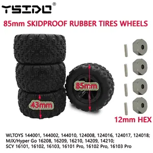 4PCS 85mm Skidproof Rubber Tires Wheels for SCY 16101 16102 16103 Pro MJX Hyper Go 14210 16210 1/14 1/16 RC Monster Truck Tyres 8 best sales rc monster truck wheels - №7
