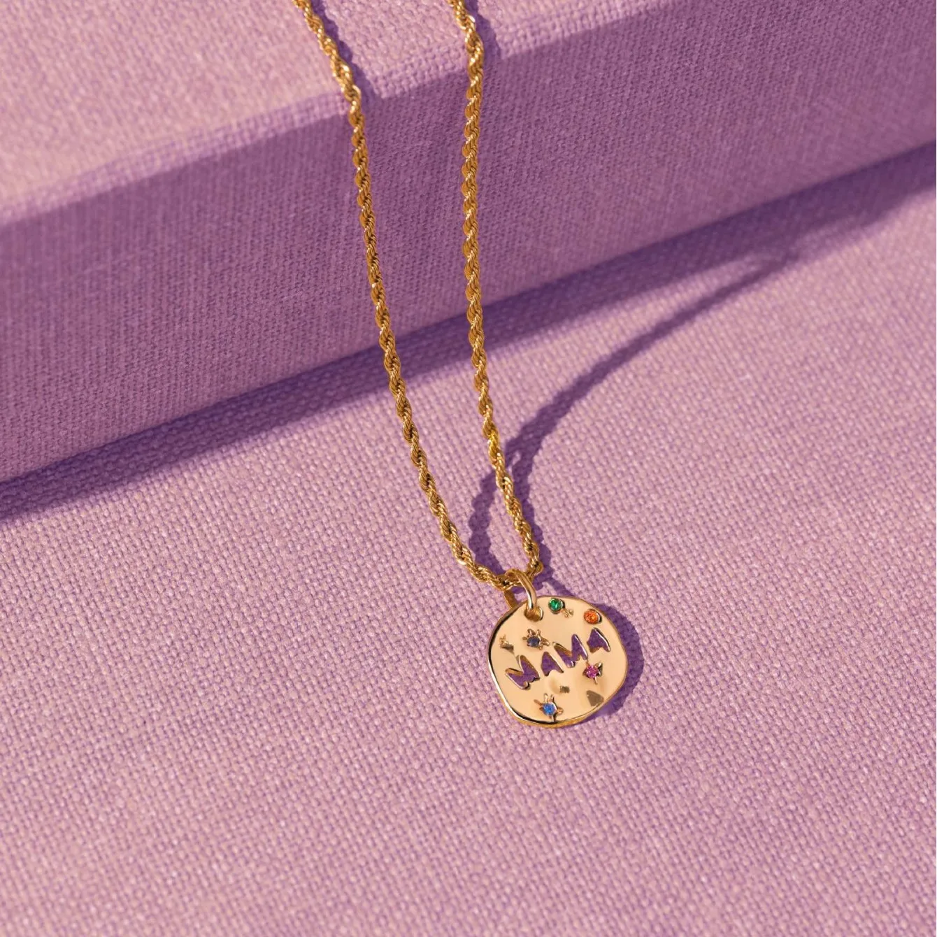 MAMA Necklace Mother's Day Gift Irregular Round Guardian Tarot Pendant Stainless Steel Plated 18K Gold