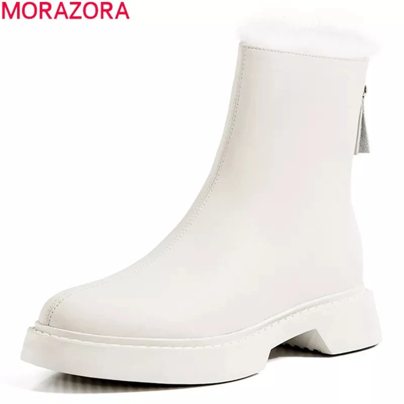 

MORAZORA 2022 Large Size 33-43 Ankle Boots High Quality Winter Women Boots Low Heel Round Toe Keep Warm Casual Shoes