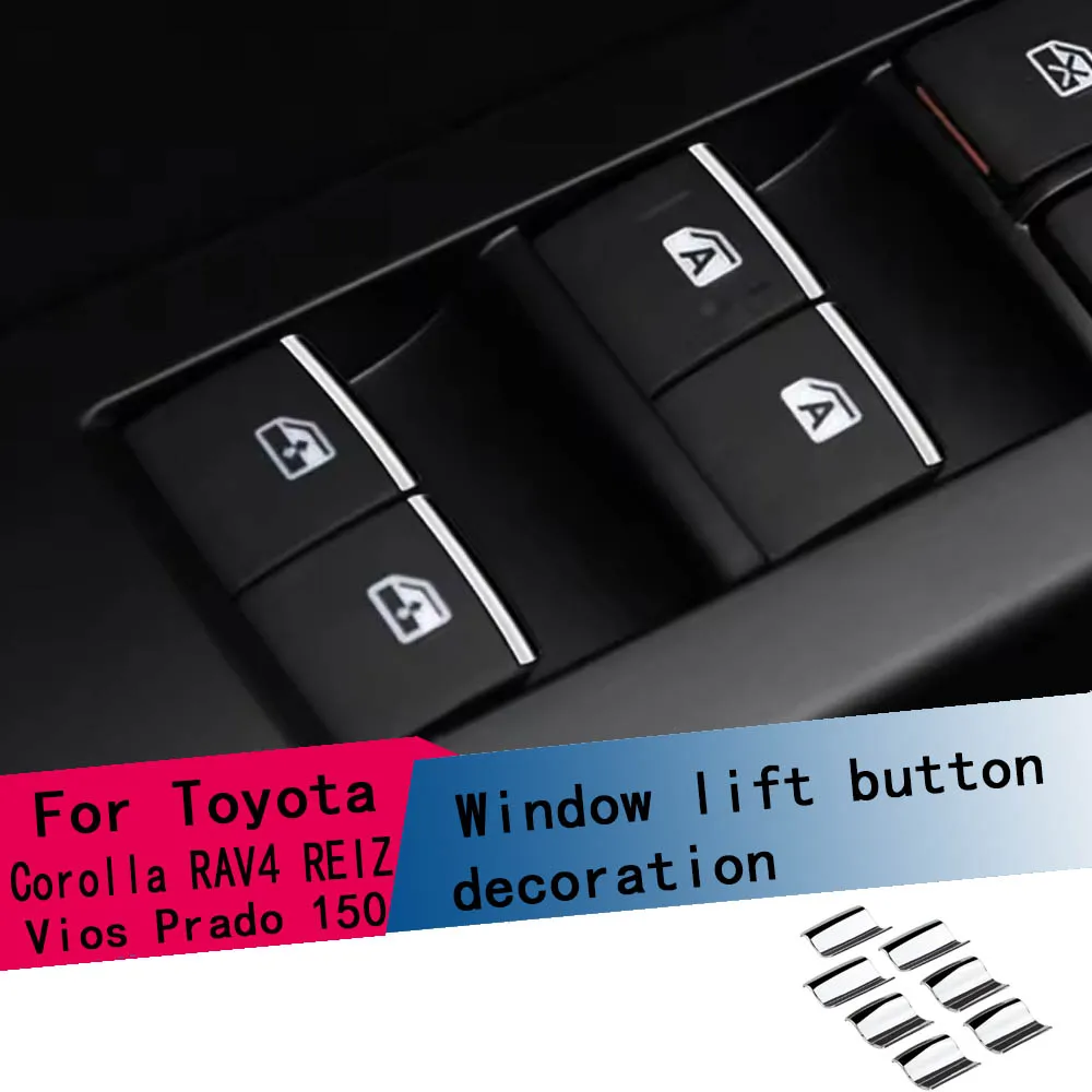 

ABS Chrome Window Lift Button Trim for Toyota Corolla RAV4 REIZ Camry Highlander Prius Land Cruiser Vios Prado 150