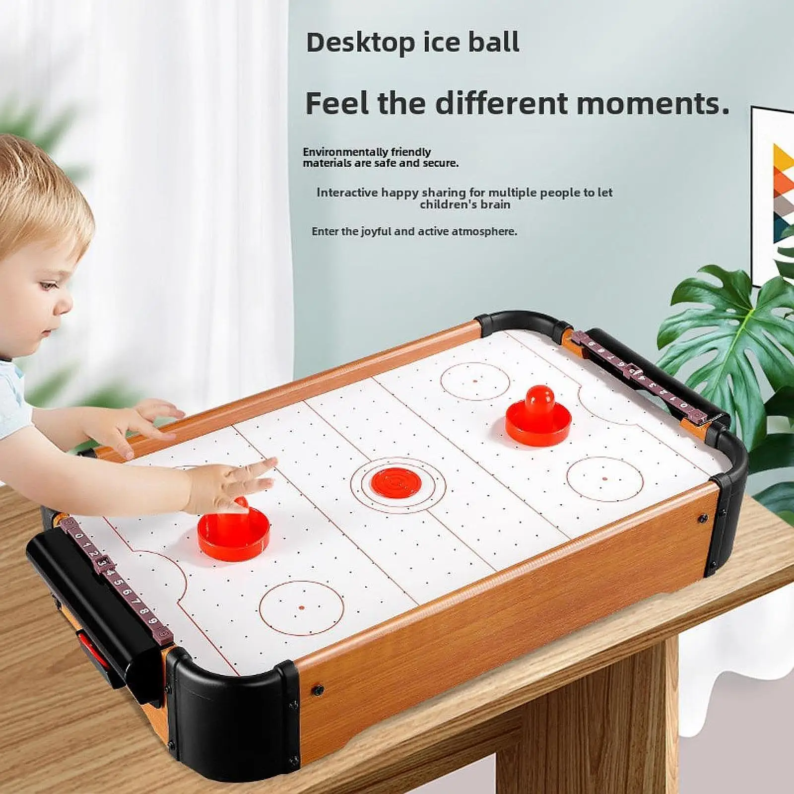 Hockey Table Game Sport Board Game Parent Child Interactive Electric Fast Move 2 Players Wooden Party Games for Kids Family