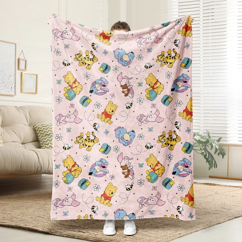 

Disney Winnie The Pooh Pattern Blanket Soft Flannel Throw Warm Plush Sofa Bed Cover Cute Cartoon Home Decor Gift for Kids Adults
