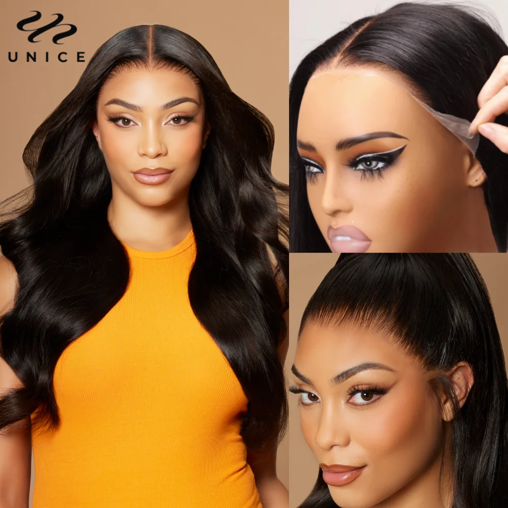 UNice PreEverything 13x4 Frontal Wig Human Hair Body Wave Lace Front Wig Pre Cut Pre Bleached Pre Plucked Lace Wig Ready To Wear