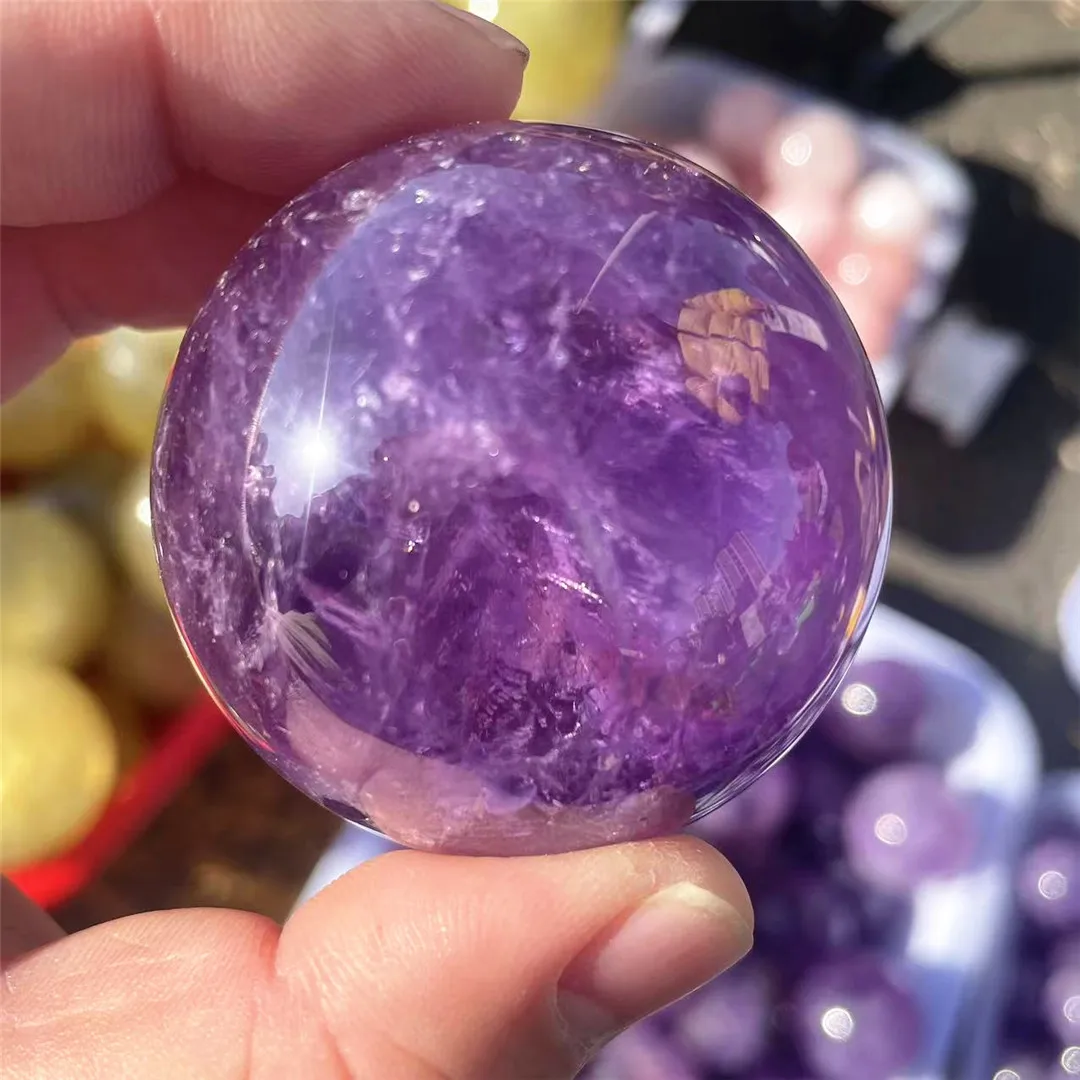 

50-60mm Rare Beautiful Amethyst Natural Crystal Sphere Purple Quartz Gemstones House Decorative Ball Stones Reiki Feng Shui