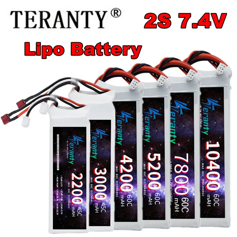 TERANTY 2S Lipo Battery 7.4V 1500/2200/2700/3000/3300/4200/5200/6000/6800/7800/8800/10400mAh For RC Model Toys Aircraft Boat Car