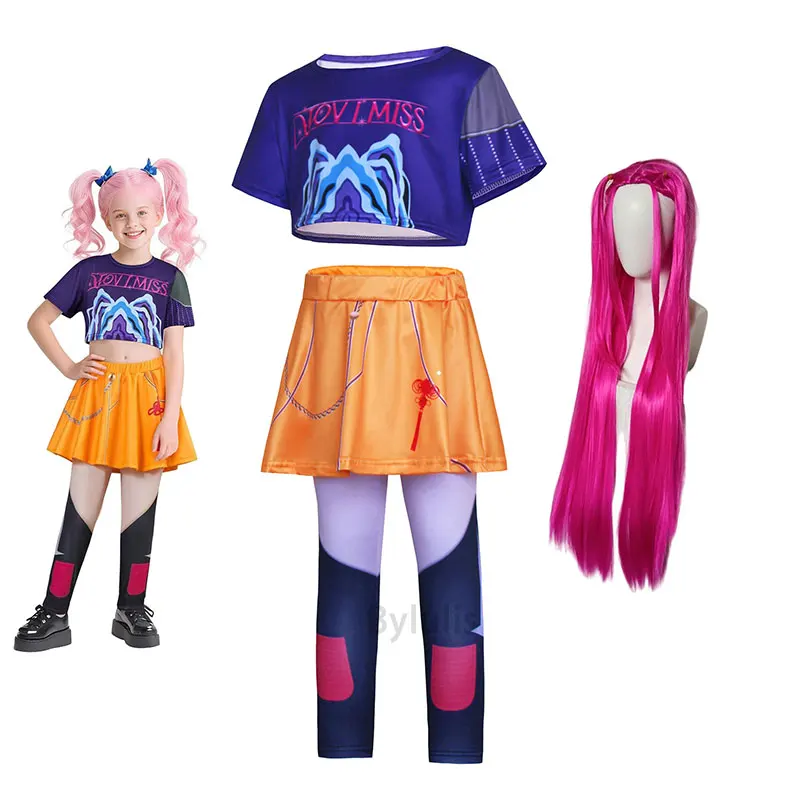 Mädchen Mira Cosplay Demon Hunters Mira Rollenspielkostüm Halloween-Kostüm Mädchen Karneval Outfits Hosen für 110–160 hoch