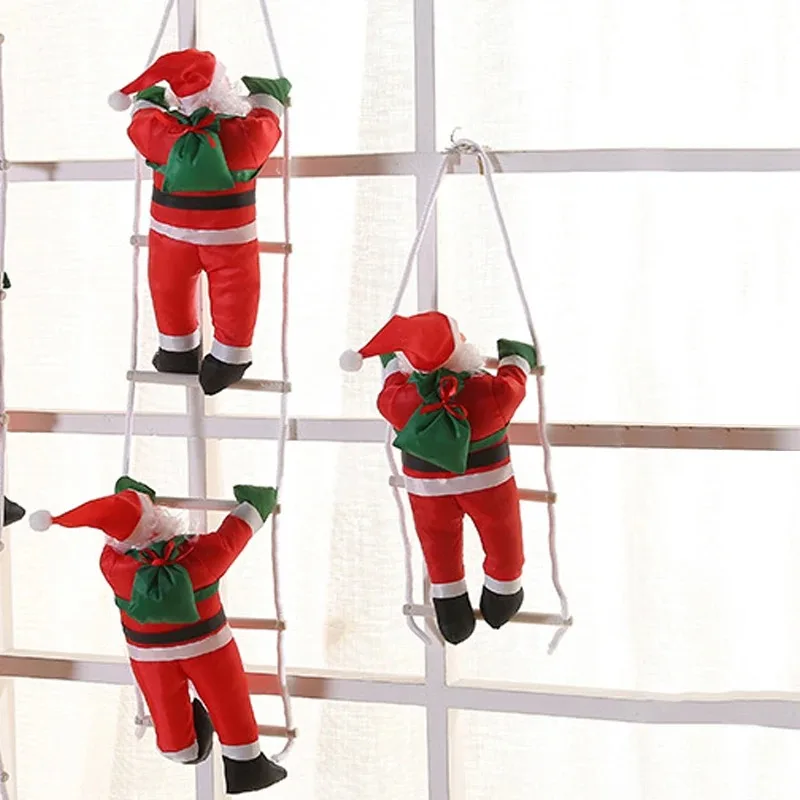 Santa Claus Climbing on Rope Ladder Christmas Home Pendant Xmas Trees Pendant Hanging Ornament 2024 New Year Xmas Decor Gift