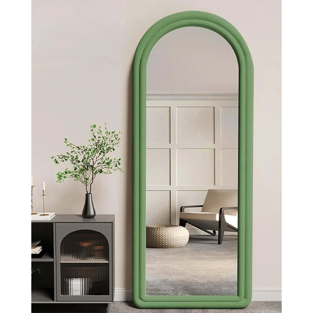 

Floor Mirror,Arched 63 "x24" full-length mirror, freestanding, wall mounted, flange frame green,Floor Mirror.