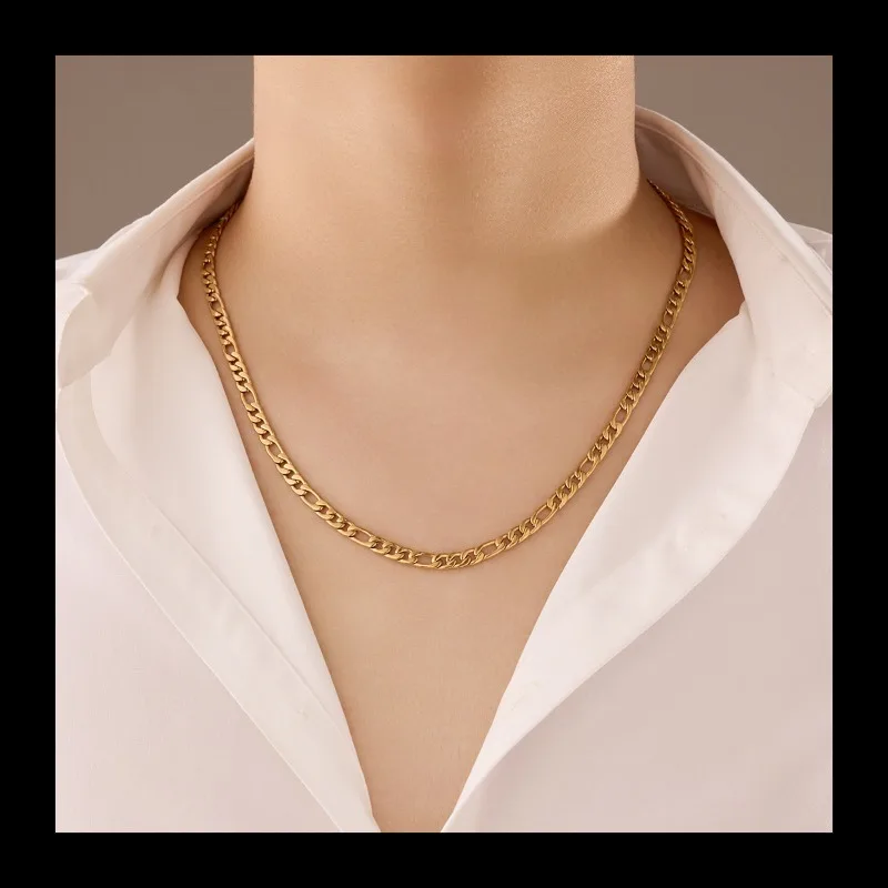 Ins Style Classic Fashion قلادة سلسلة راقية بسيطة ومتعددة الاستخدامات مطلية بالذهب عيار 18 قيراط