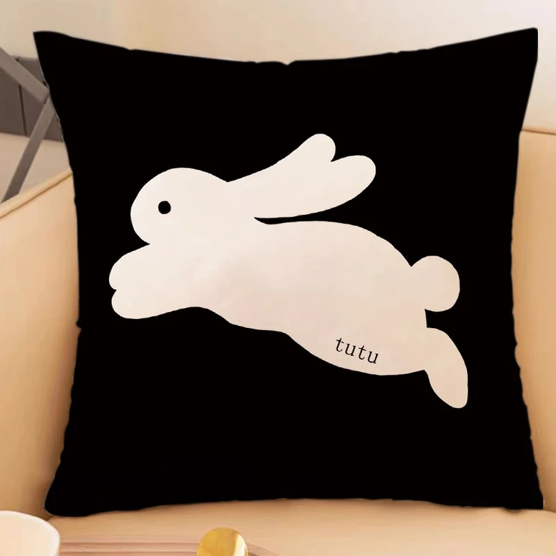 

Simple Lines Rabbit Pillowcase Dormitory Decoration Office Living Room Sofa Home Pillowcase