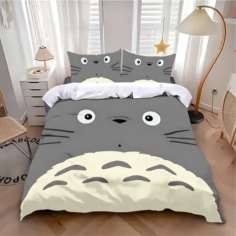 Capa de edredão fronha conjunto de cama quente anime bonito t-totoroes adulto menino menina quarto decoração crianças único duplo tamanho grande