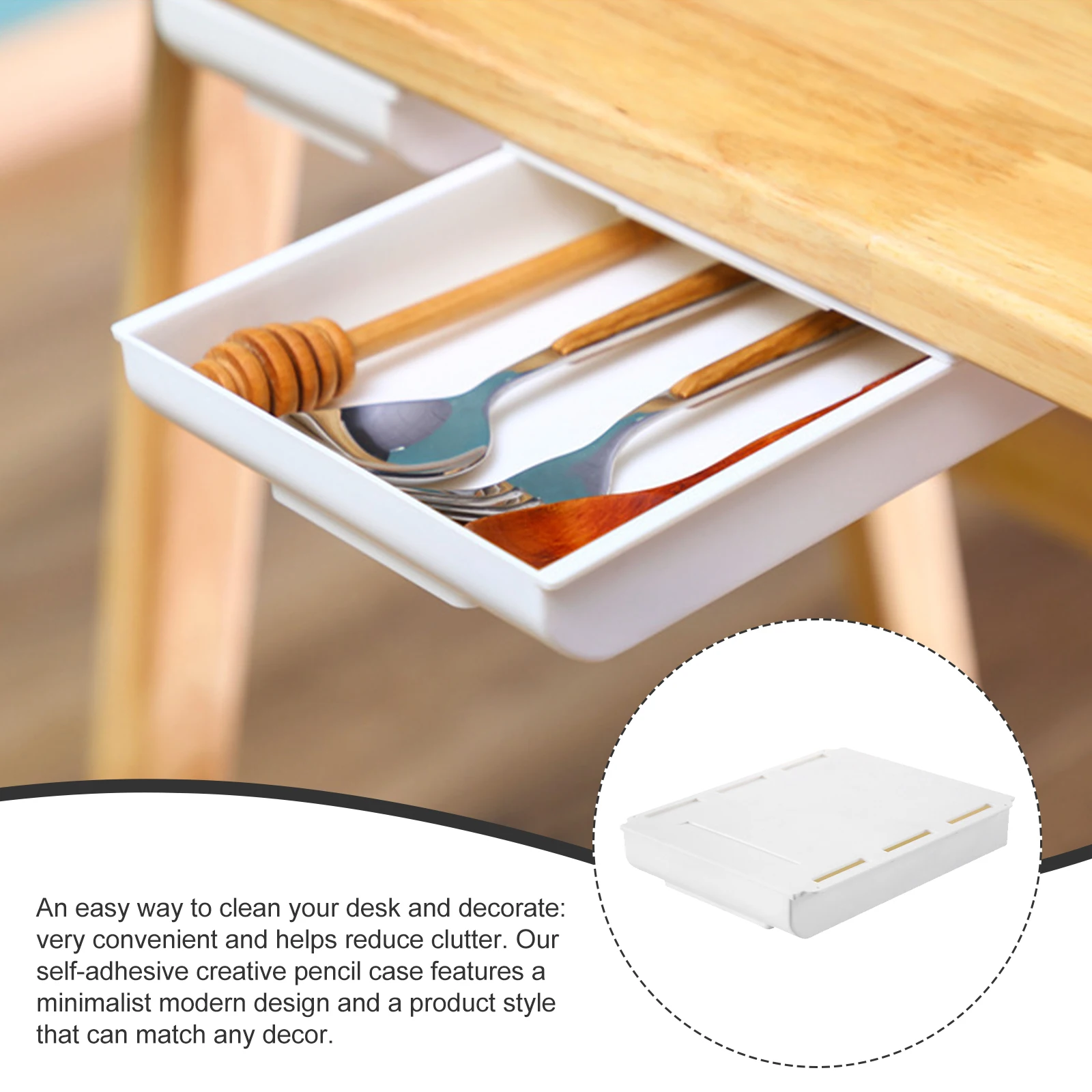 

Premium Self-Adhesive Hidden Desktop Drawer Under Table Space-Saving Storage Box For Pencil Eraser Tools Hidden Drawer Tray For