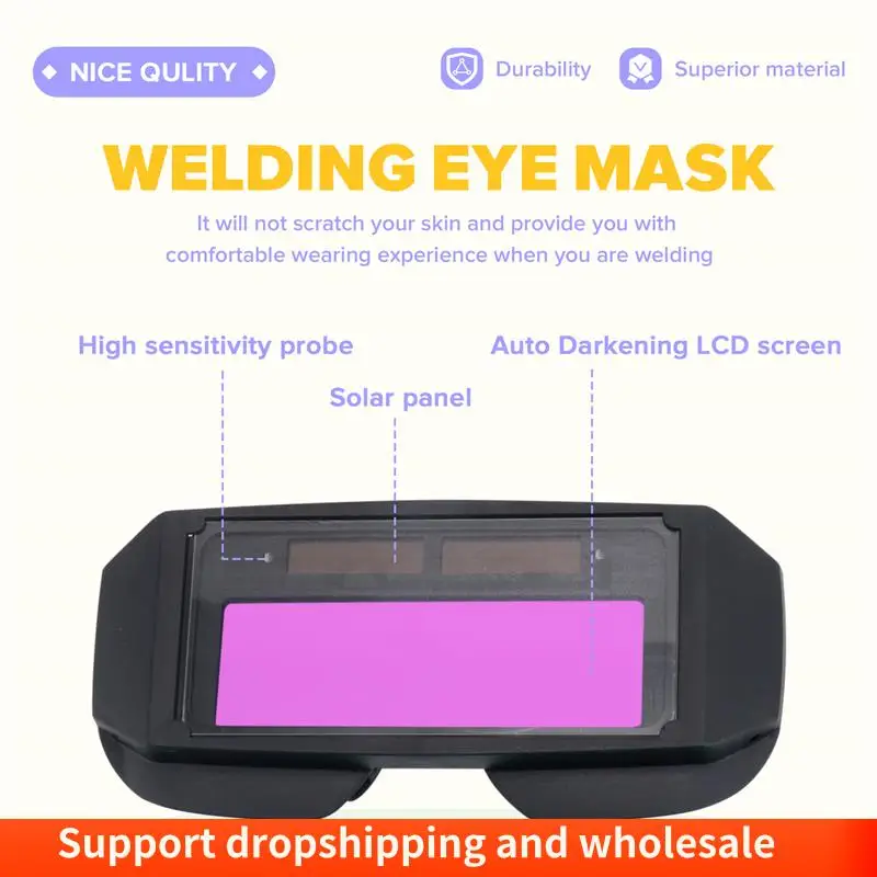 AA86 نظارات لحام تعمل بالطاقة الشمسية السيارات سواد قناع لحام نظارات لحام نظارات مع رباط رأس مطاطي وحقيبة للتخزين #4