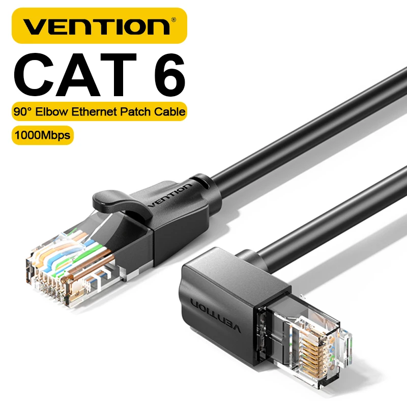 

Vention Elbow 90 Degree Ethernet Cable Cat 6 Gigabit High Speed 1000Mbps Internet Cable for Laptop Router TV Box PS4/5 RJ45 Cord