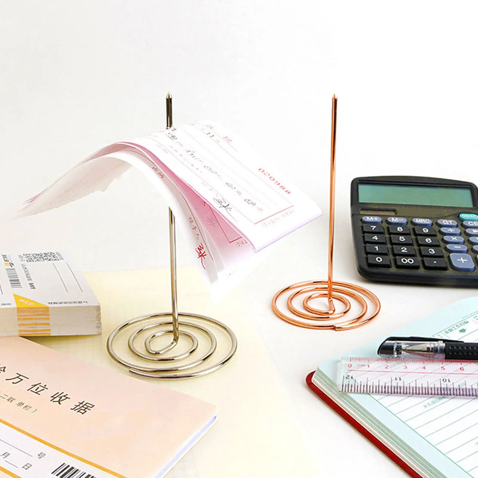 5Pcs Receipt Holder Spike Stainless Steel Desktop Organizer Bill Holder Restaurant Office Memo Convenient Receipt Storage