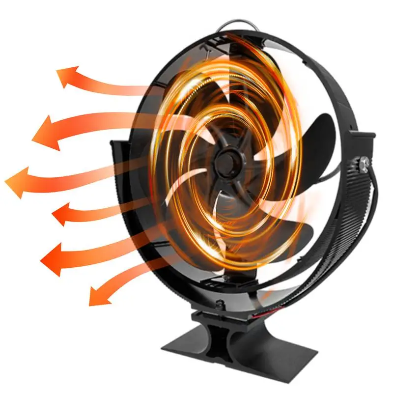 Ventilador de chimenea alimentado por calor de 6 aspas con cubierta, ventilador termodinámico para otoño e invierno, quemadores de madera para