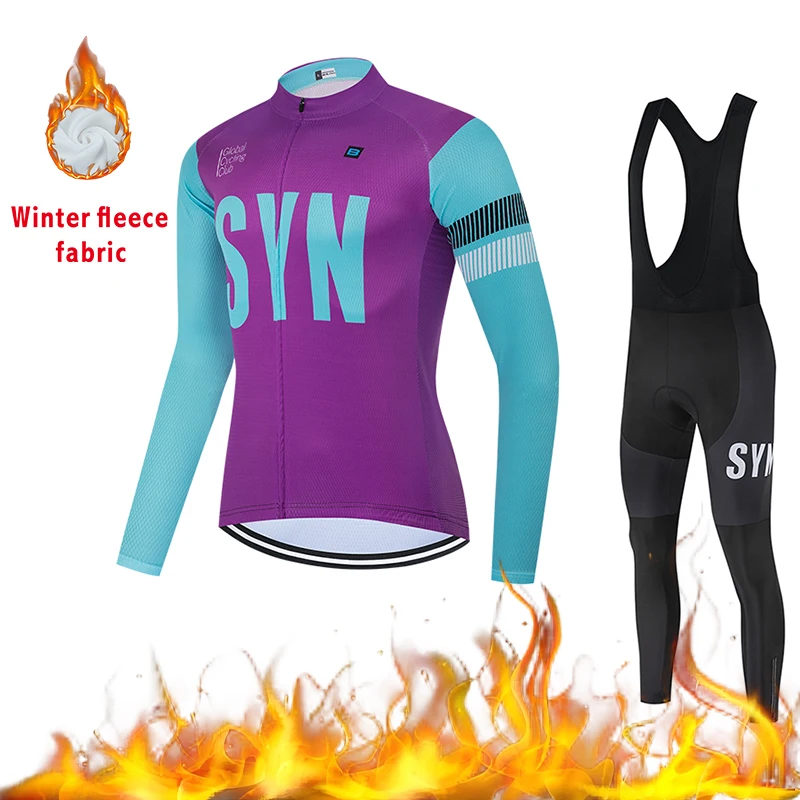 بدلة ركوب الدراجات المخملية الشتوية للرجال من SYN من الجيرسيه، مريلة ركوب مخملية مقاومة للرياح ودافئة على الطرق، سترة دراجة #4