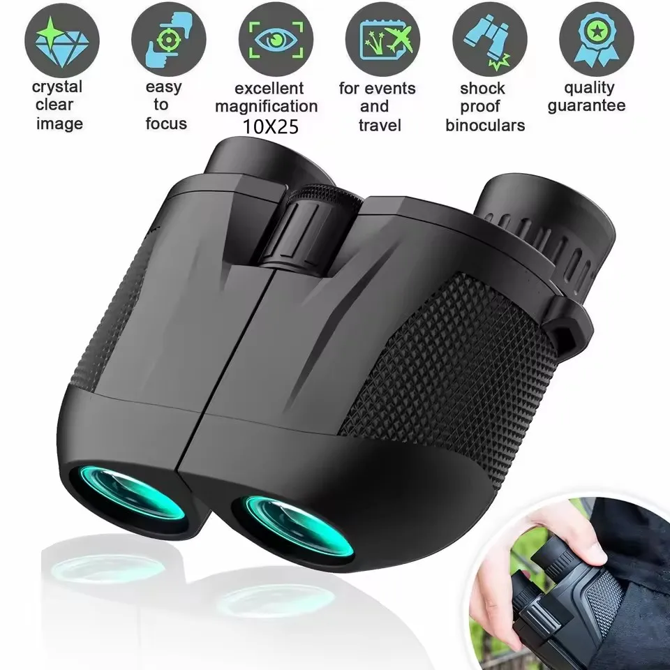 

Бинокль 10X25 HD, мини-портативный телескоп с покрытием BAK4 FMC, для наблюдения за птицами, охоты, путешествий, кемпинга, спортивных мероприятий