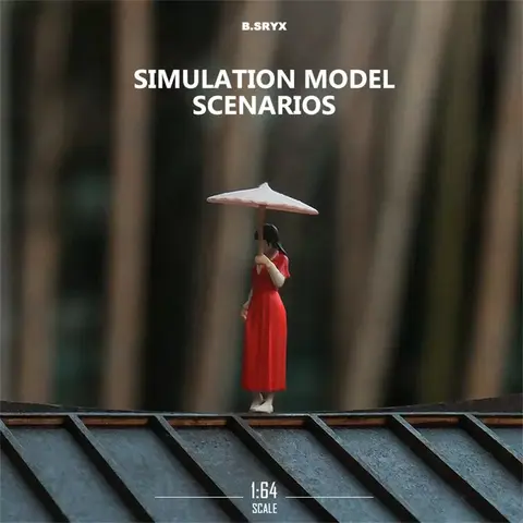 Kicarmod 우산을 든 소녀 피규어, 다이캐스트 모델 자동차, 수집용 미니어처 모델, 1/64 체중계, 체중계