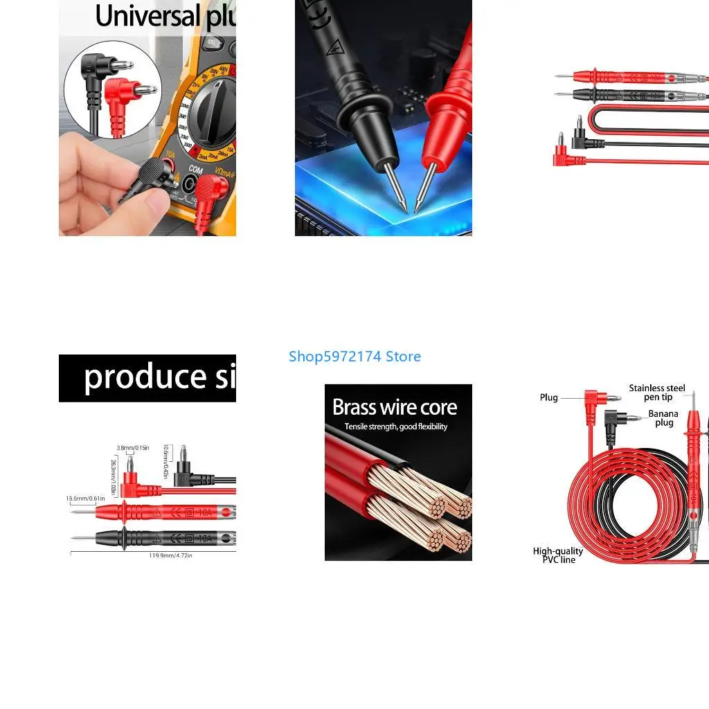 Y3NB Universal Test Leads Needle Pin 1000V 10A Wire Pen Cable Set Test Leads Probe