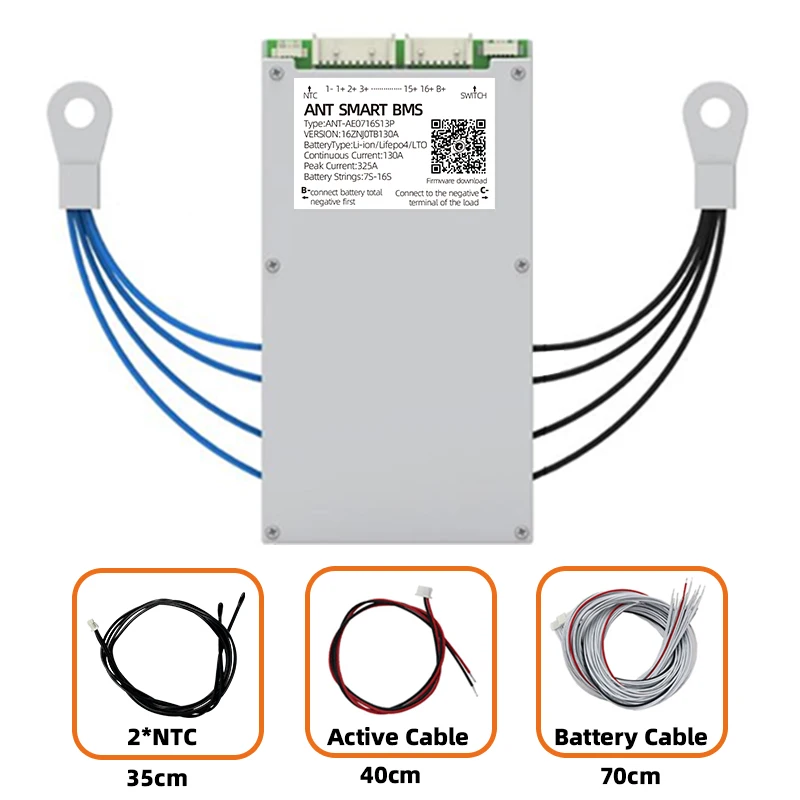 Smart Ant BMS 7S à 16S pour batterie au lithium avec Bluetooth, carte d'équilibre, même port, 130A, 325A, 24V, 36V, 48V, 10S, 13S, 14S