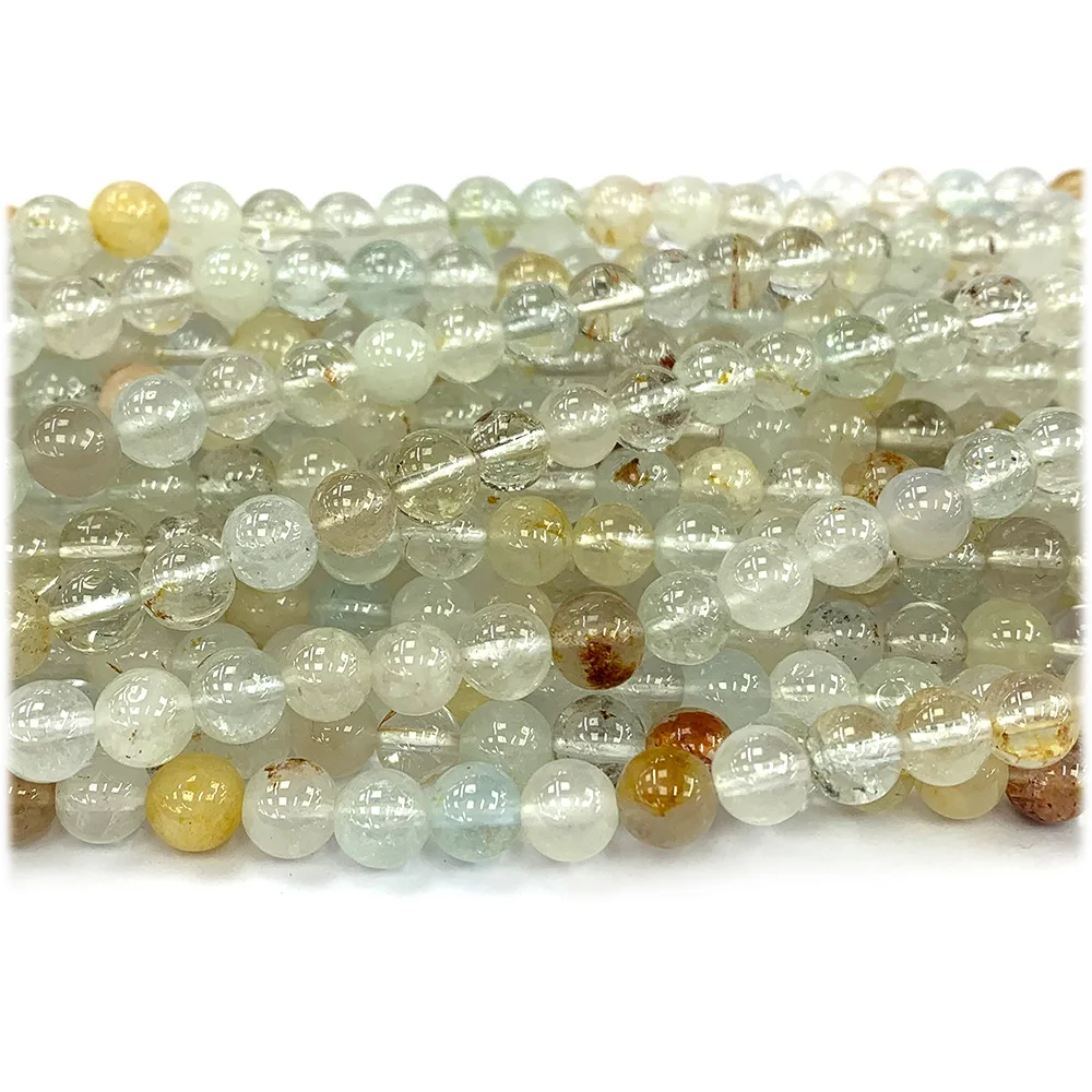 Veemake Natural Yellow Clear Topaz Round Loose Gemstone Stone Beads Jewelry Design Necklace Bracelets 08239