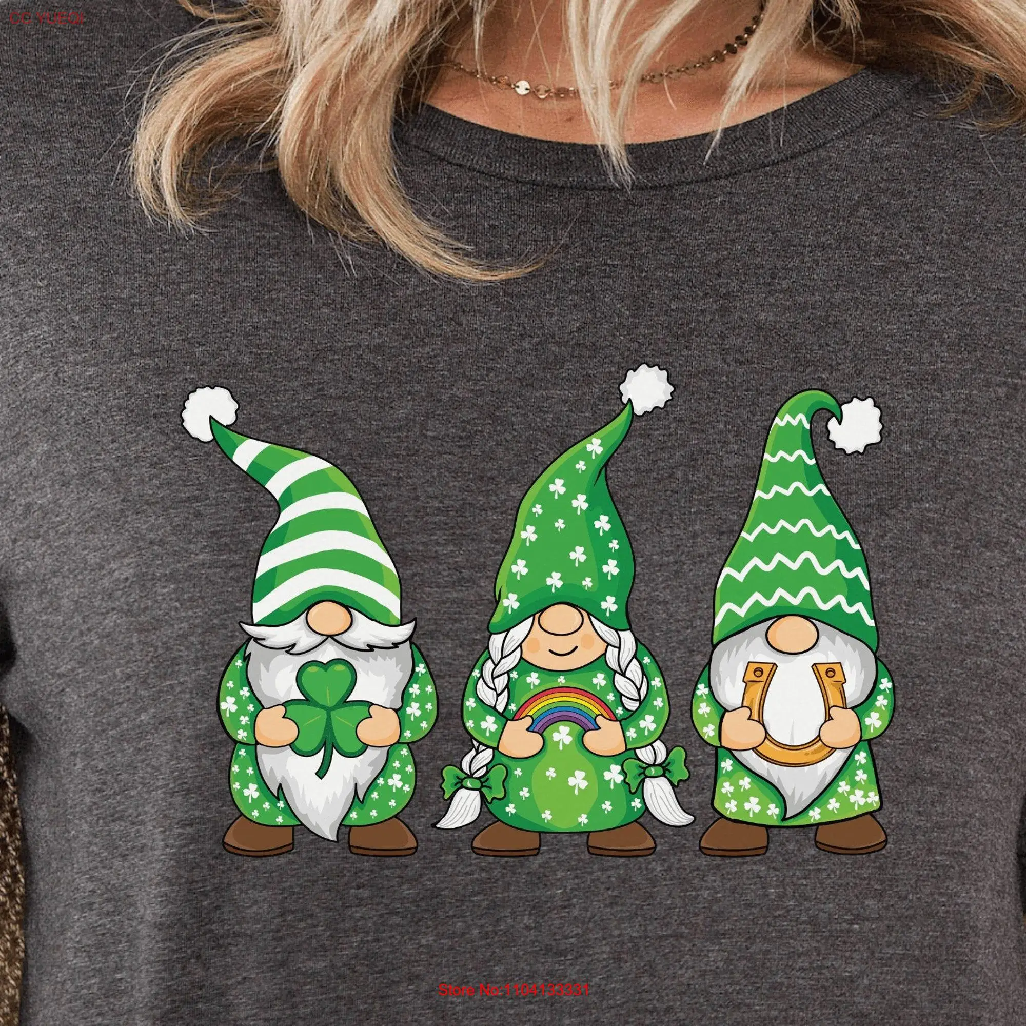 St Patricks Day Gnome T Shirt Lucky Shamrock Cute tee fun paddys shenanigans gift long or short sleeves