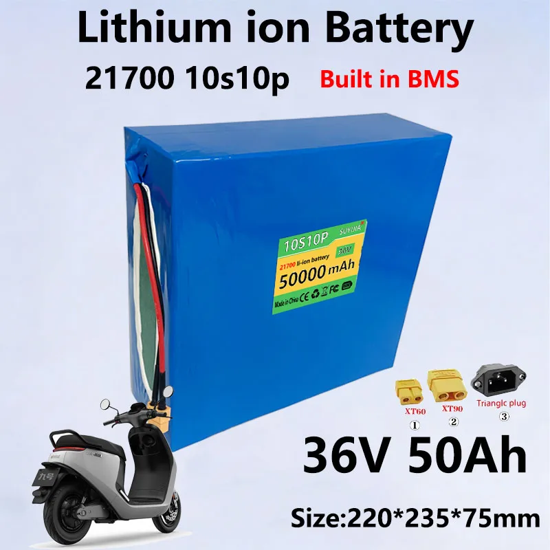 Nouveau 36V  50Ah 21700 10S10P Batterie Au Lithium Avec BMS 0-1500W Pour 42V E-tools Deux Roues/tricycle Highly Recommended