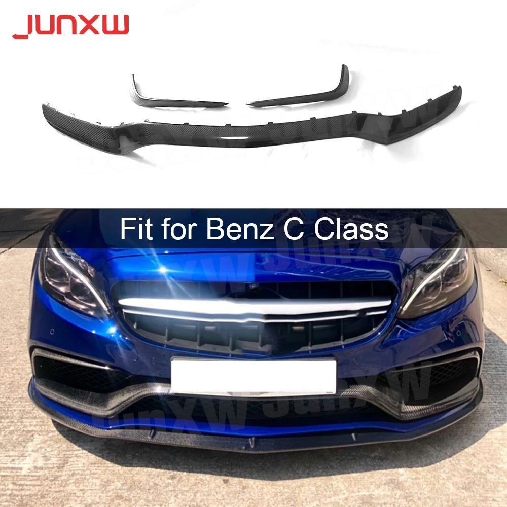 

C Class Carbon Fiber Front Bumper Mid Lip Spoiler for Mercedes Benz W205 C63 AMG S C180 C200 C260 Sedan 15-17 Car Styling FRP