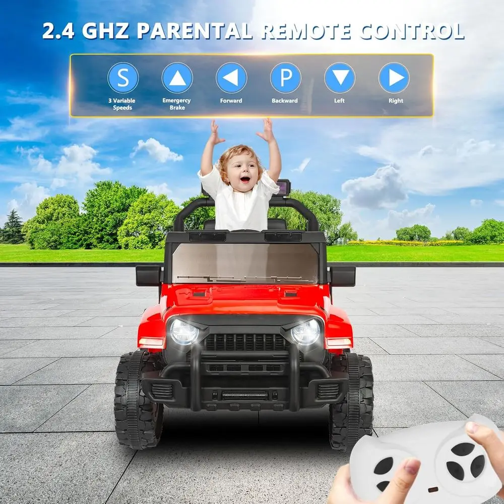 Elektryczny samochód dla dzieci 12V z pilotem, elektryczny pojazd terenowy dla dzieci, samochód ciężarowy na akumulator, czerwony