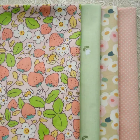 핑크 녹색 딸기 능직 면 바느질 원단, 원피스 아동복 의류 제작, 수제 DIY 천, 160x5 cm