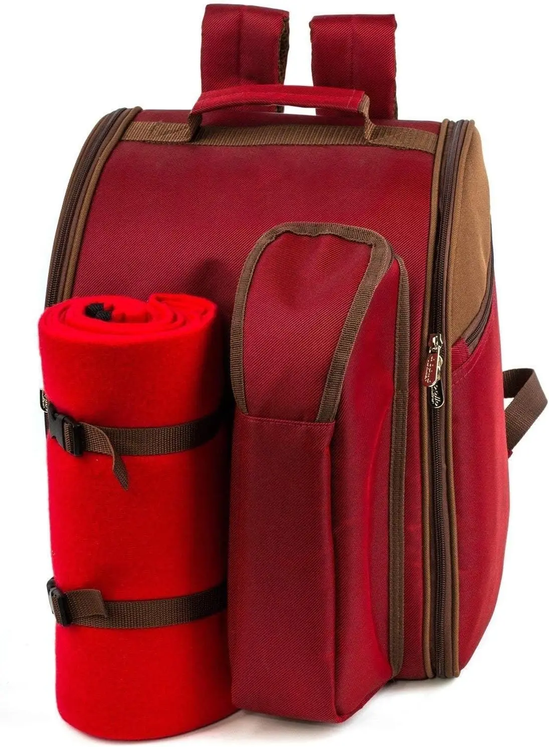 Fully Loaded Picnic Basket Backpack – Leakproof Cooler Compartment Insulated Picnic for 2 Cutlery Sets, Wine Holder, Fleece Blan
