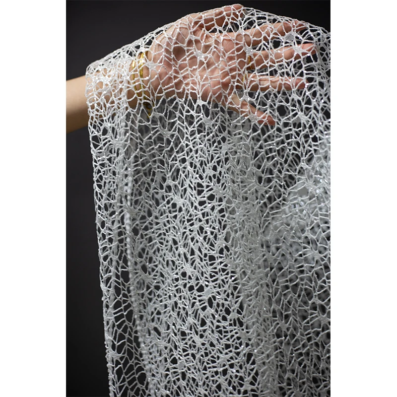 

White Texture Shape Hard Mesh Irregular Winding Sheer Cutout Lace Color Screen Gauze