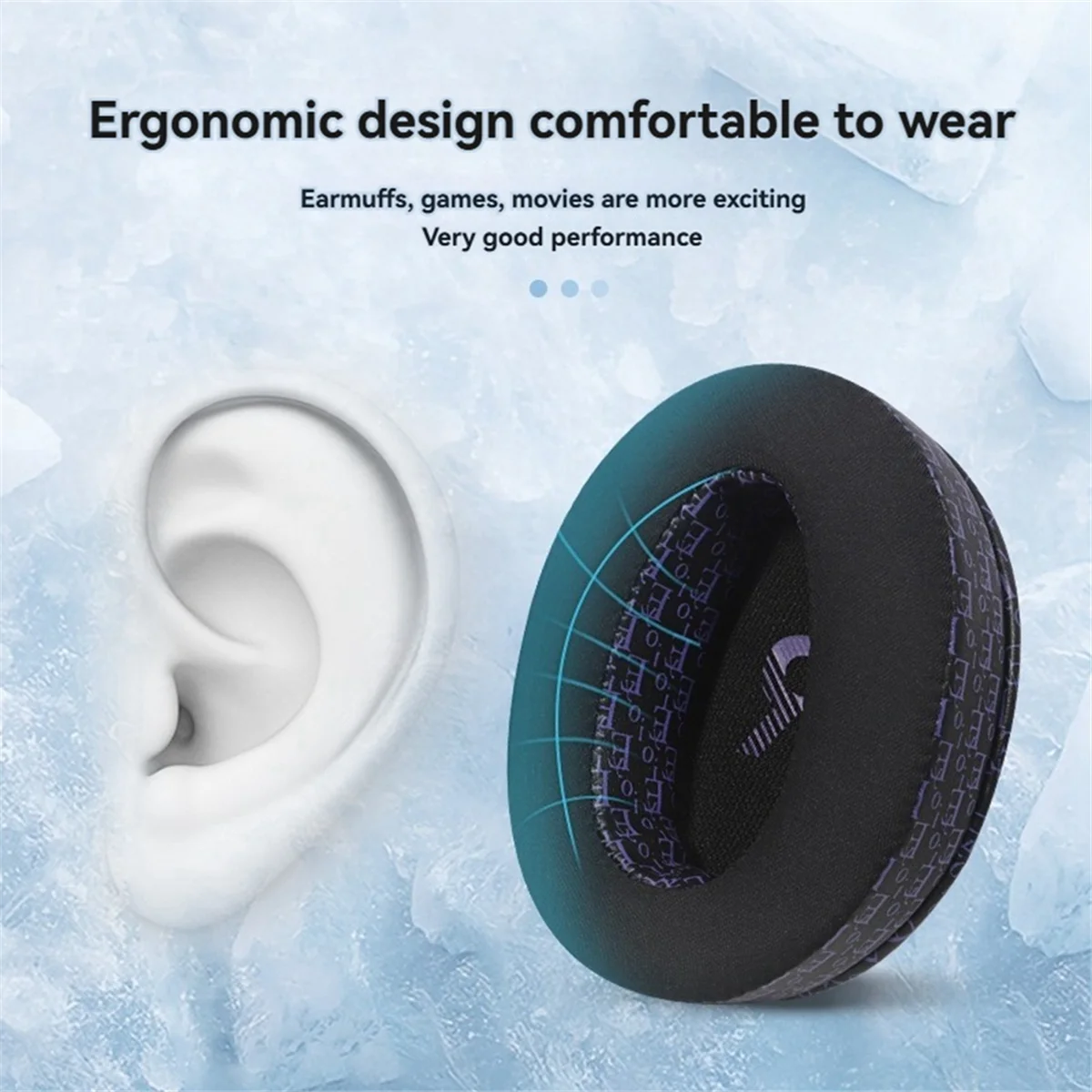 Ice Feel Ear Pad WH-CH700N ZX770BN Headphone Ear Cushions Enhancing Aesthetics with Stylish Print,Black-