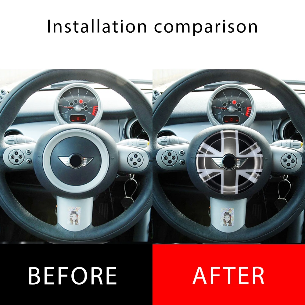 Car Steering Wheel Center Panel Cover Car Sticker For Mini Cooper R50 R52 R53 Car-Styling Interior Trim Auto Accessories